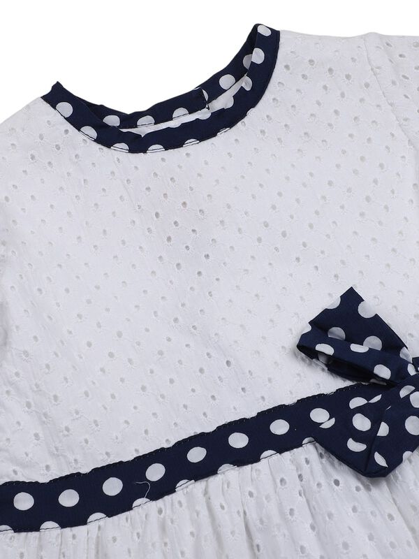 Girls White Short Sleeve Woven Dress image number 2